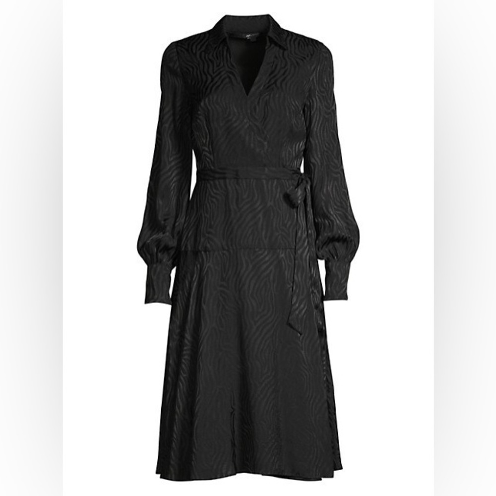 Jay Godfrey Manning Zebra-Print Puff-Sleeve Wrap Dress